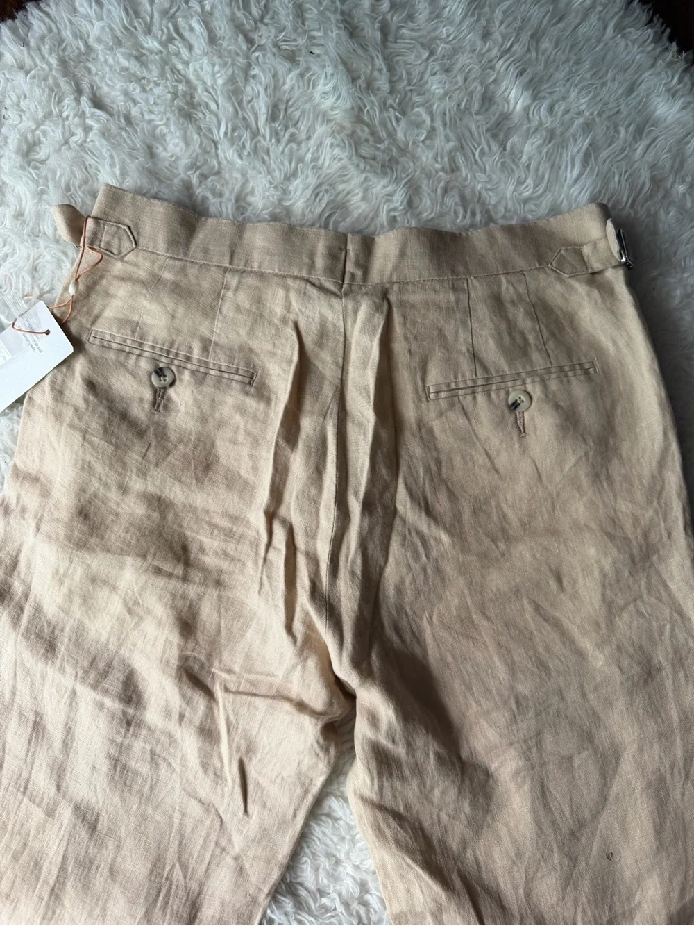 NWT Quince Cream and Beige European Linen Trousers 30x34